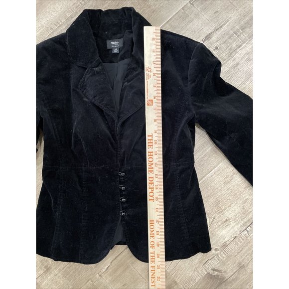 Mossimo Black Velvet 4 Round Button Front Fitted Blazer Jacket Size XS - Picture 5 of 10
